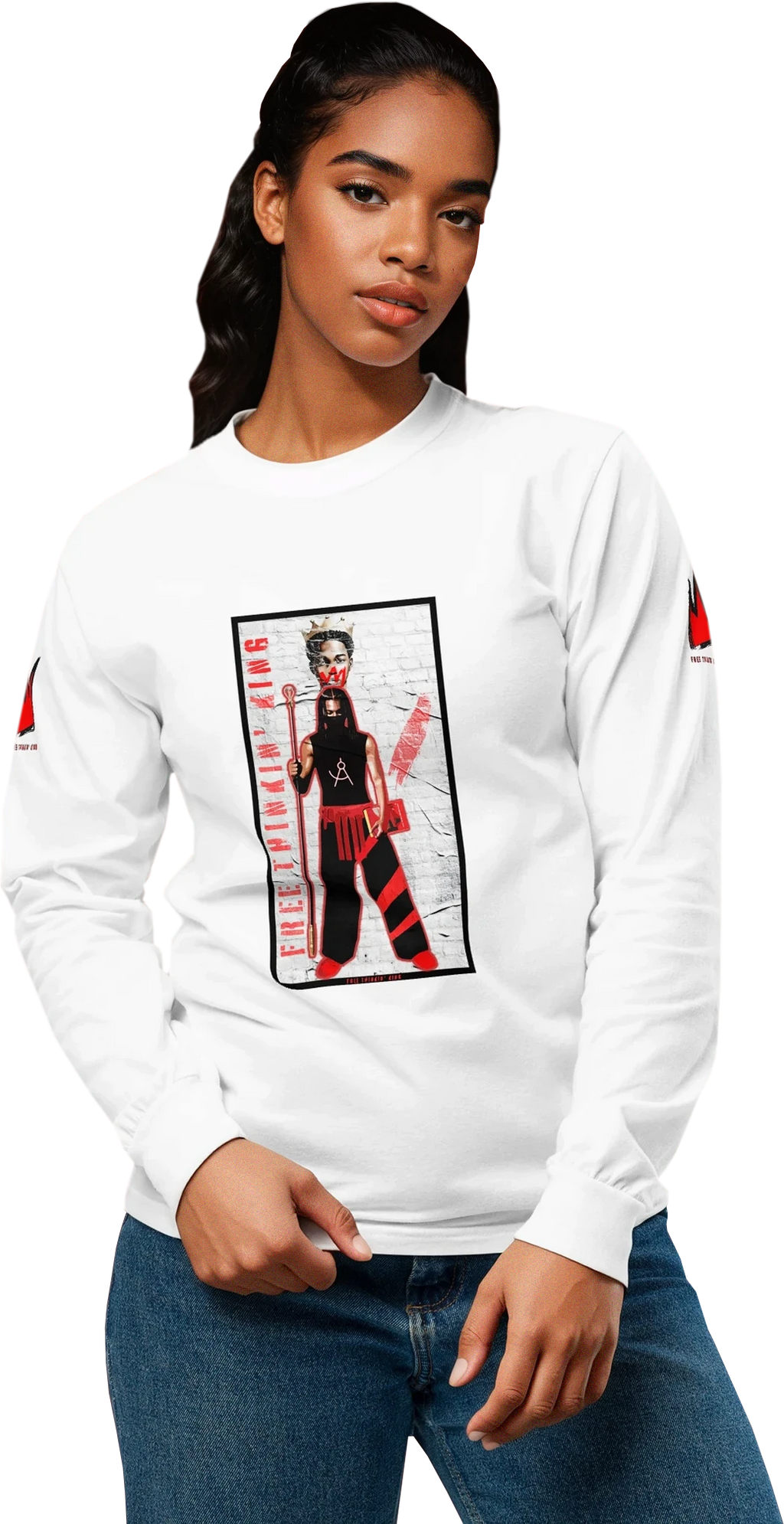 Warrior King Long Sleeve Heavyweight White T