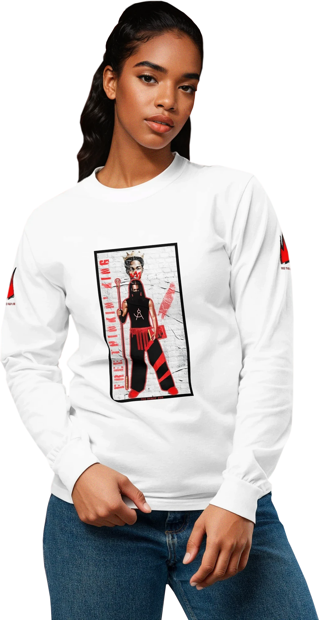 Warrior King Long Sleeve Heavyweight White T