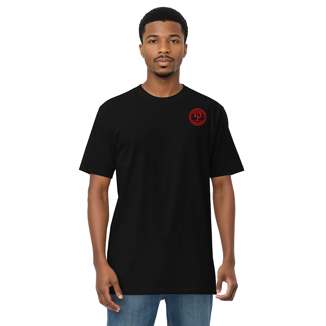 Men’s Red Playlist666.com premium heavyweight tee