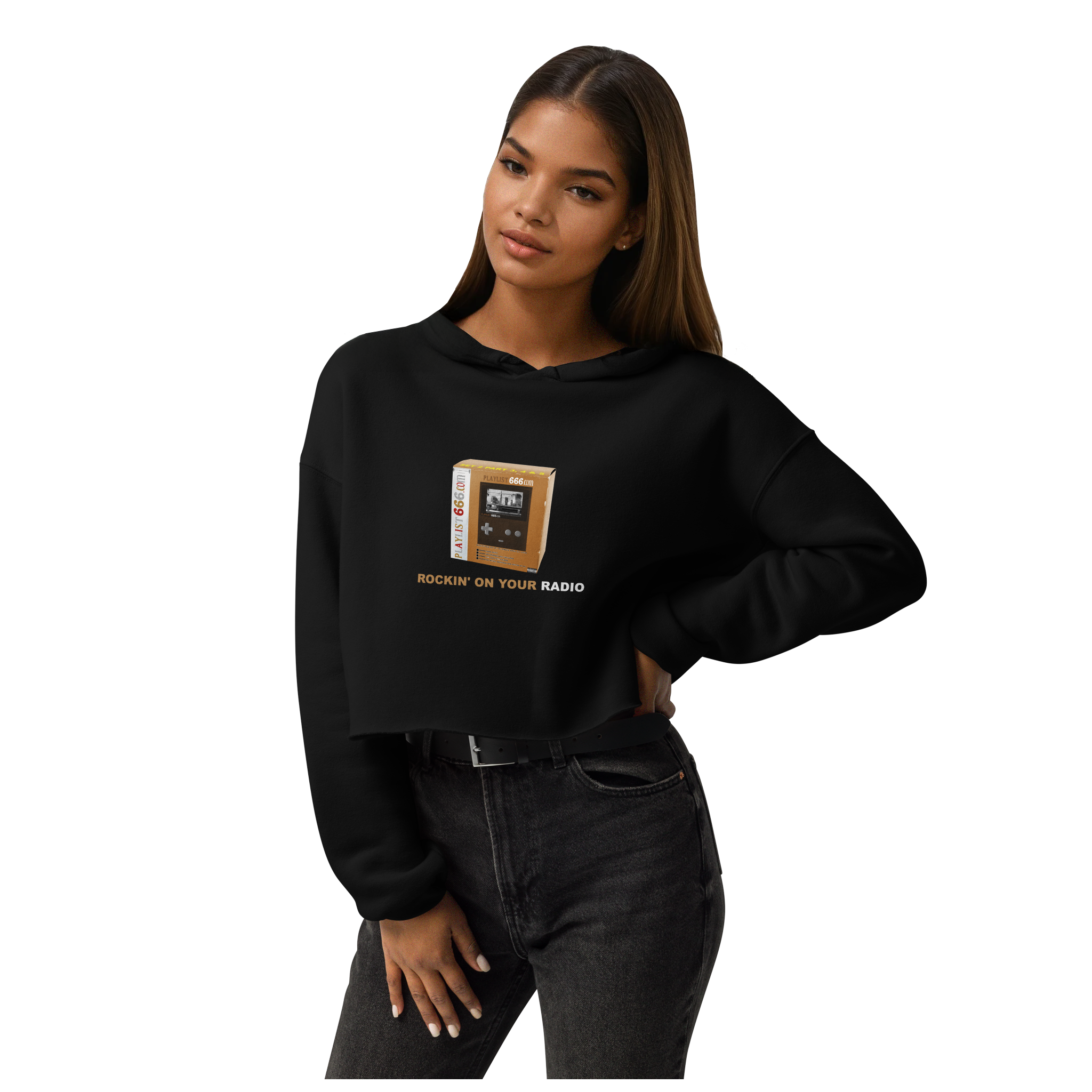 Playlist666.com Women's Crop Hoodie