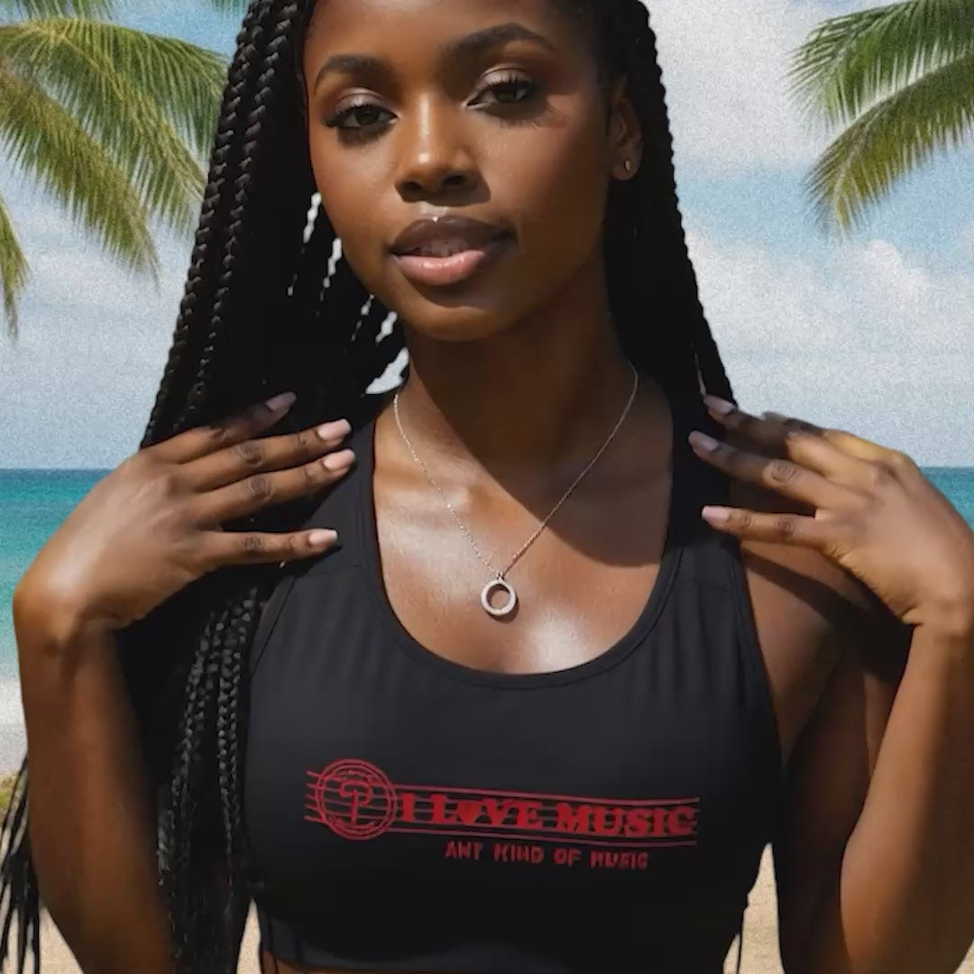 I Love Music Padded Sports Bra