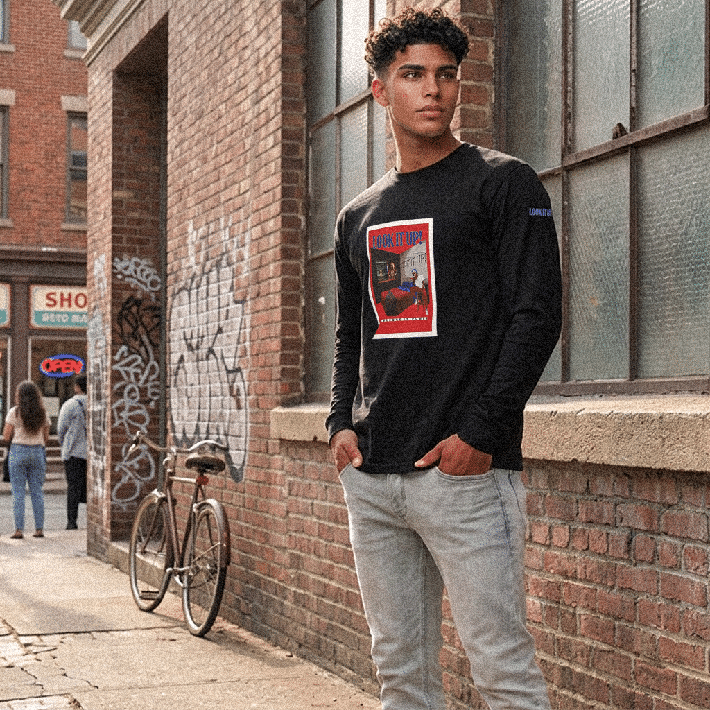 Look It Up Long-sleeve Heavyweight Black T