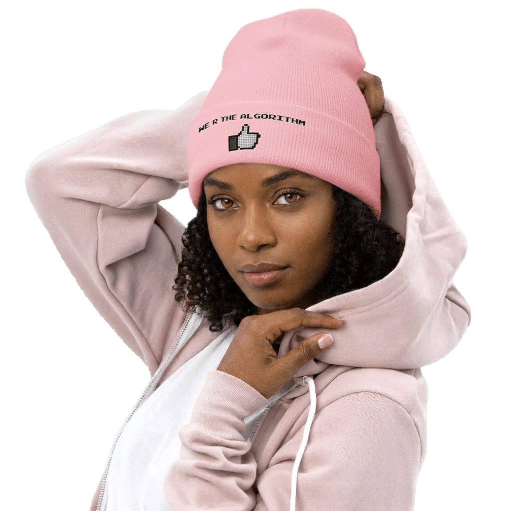 we-r-the-algorithm-pink-beanie